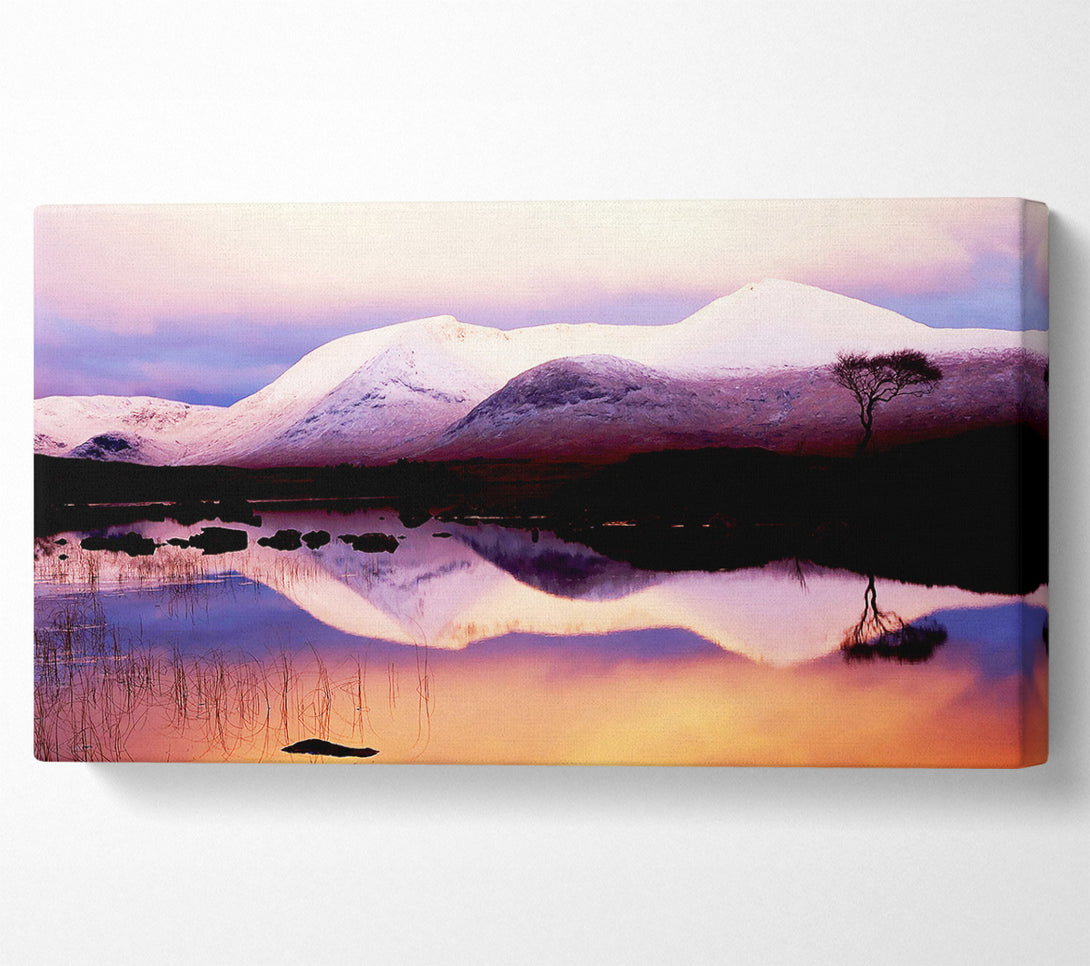  A Canvas Print of Tranquil Mountain Snow Reflections Canvas Art