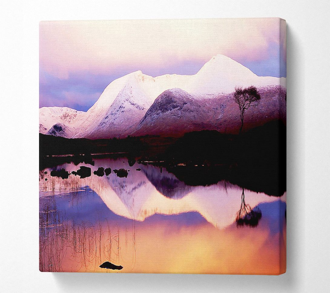  A Canvas Print of Tranquil Mountain Snow Reflections Canvas Art