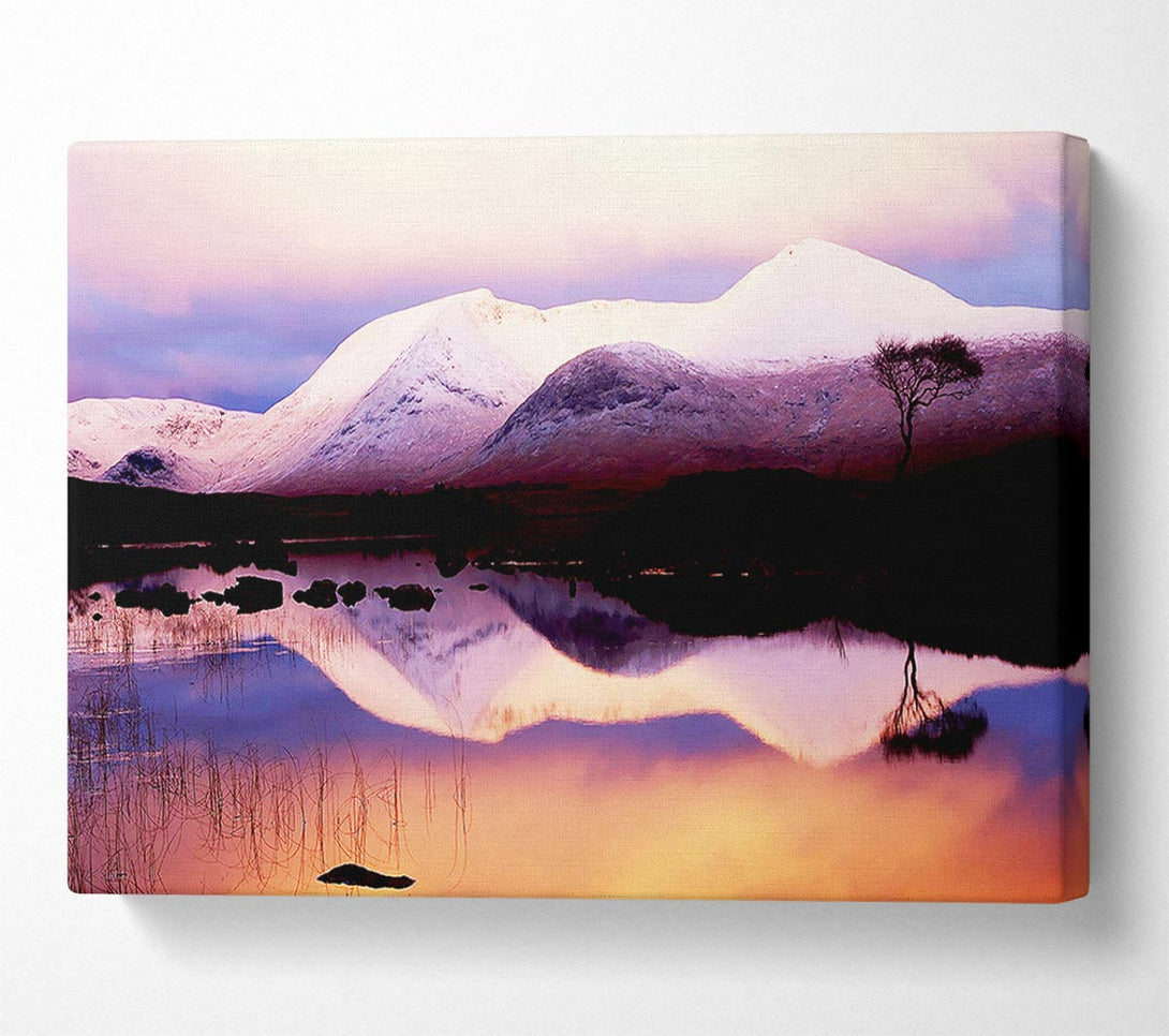  A Canvas Print of Tranquil Mountain Snow Reflections Canvas Art