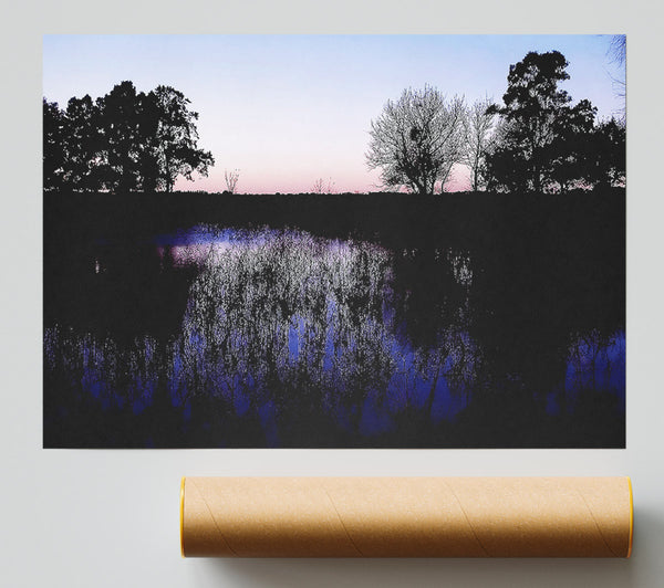 The Purple Morning Lake Poster