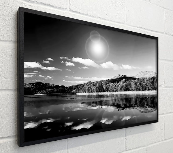 Sun Lake Reflections B n W