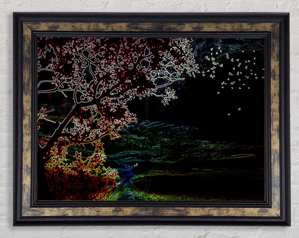Neon Lake Framed Print