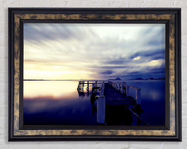 Stunning River Jetty Sunrise Framed Print