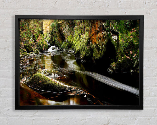 Woodland Stream Flows Framed Print