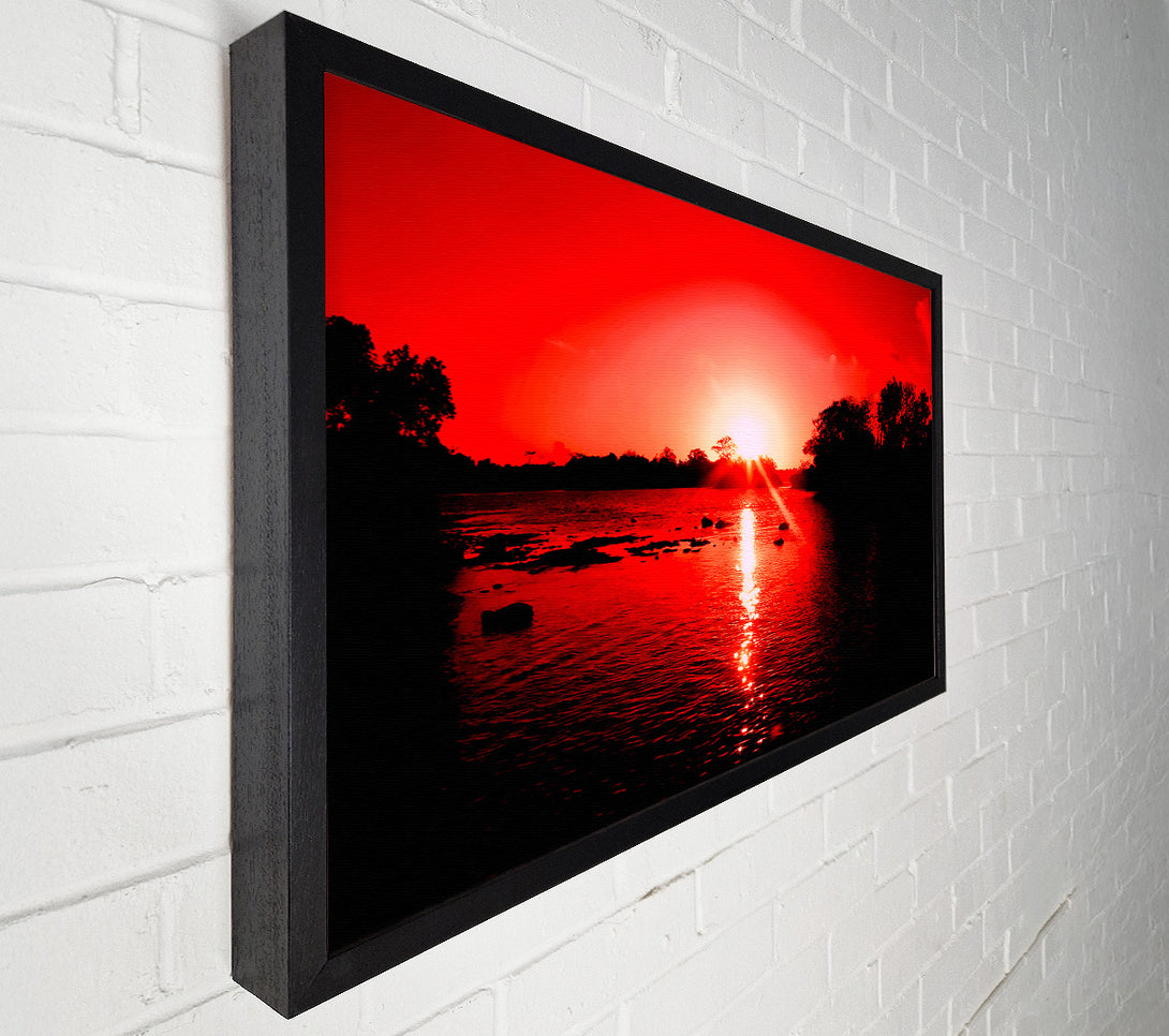  A Canvas Print of Red Ocean Sun Blaze Canvas Art