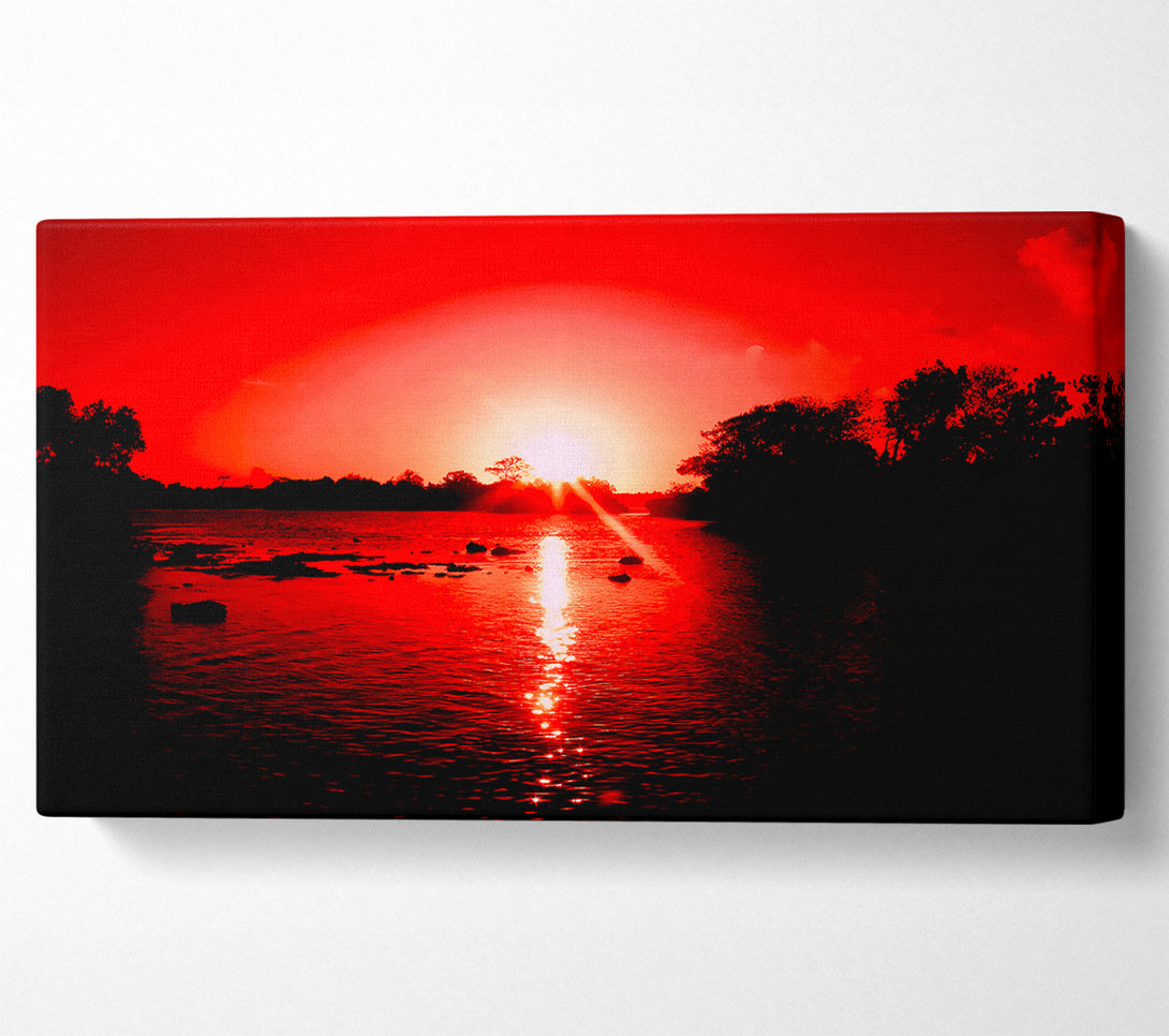  A Canvas Print of Red Ocean Sun Blaze Canvas Art