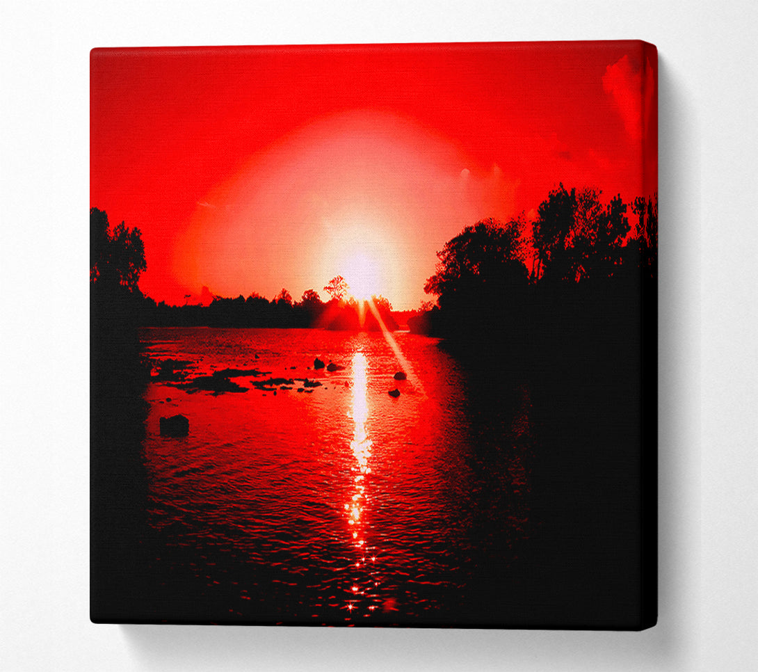  A Canvas Print of Red Ocean Sun Blaze Canvas Art