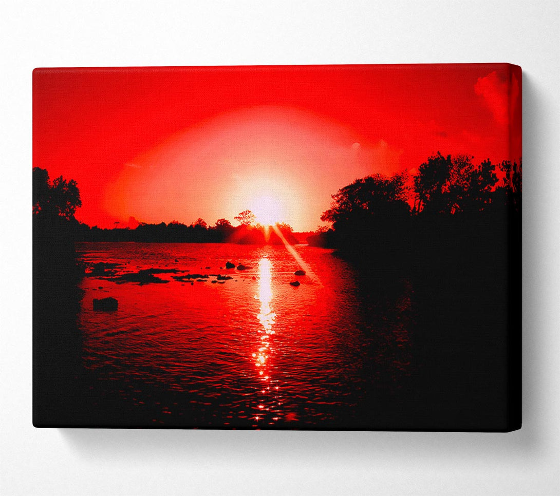  A Canvas Print of Red Ocean Sun Blaze Canvas Art