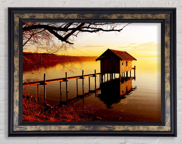 Lake Retreat Golden Framed Print