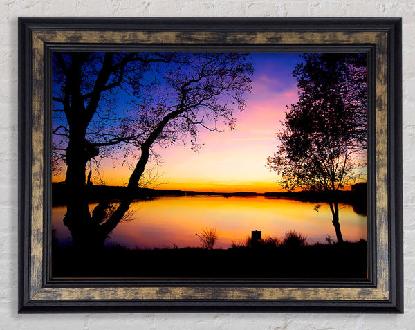 Calm Lake Sunset Framed Print