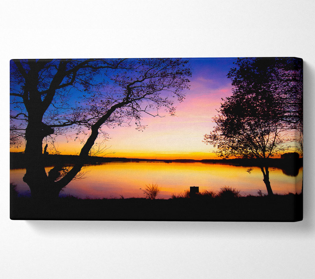  A Canvas Print of Calm Lake Sunset Canvas Wall Art