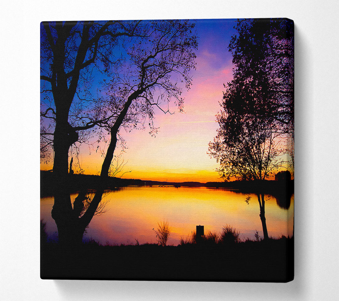  A Canvas Print of Calm Lake Sunset Canvas Wall Art