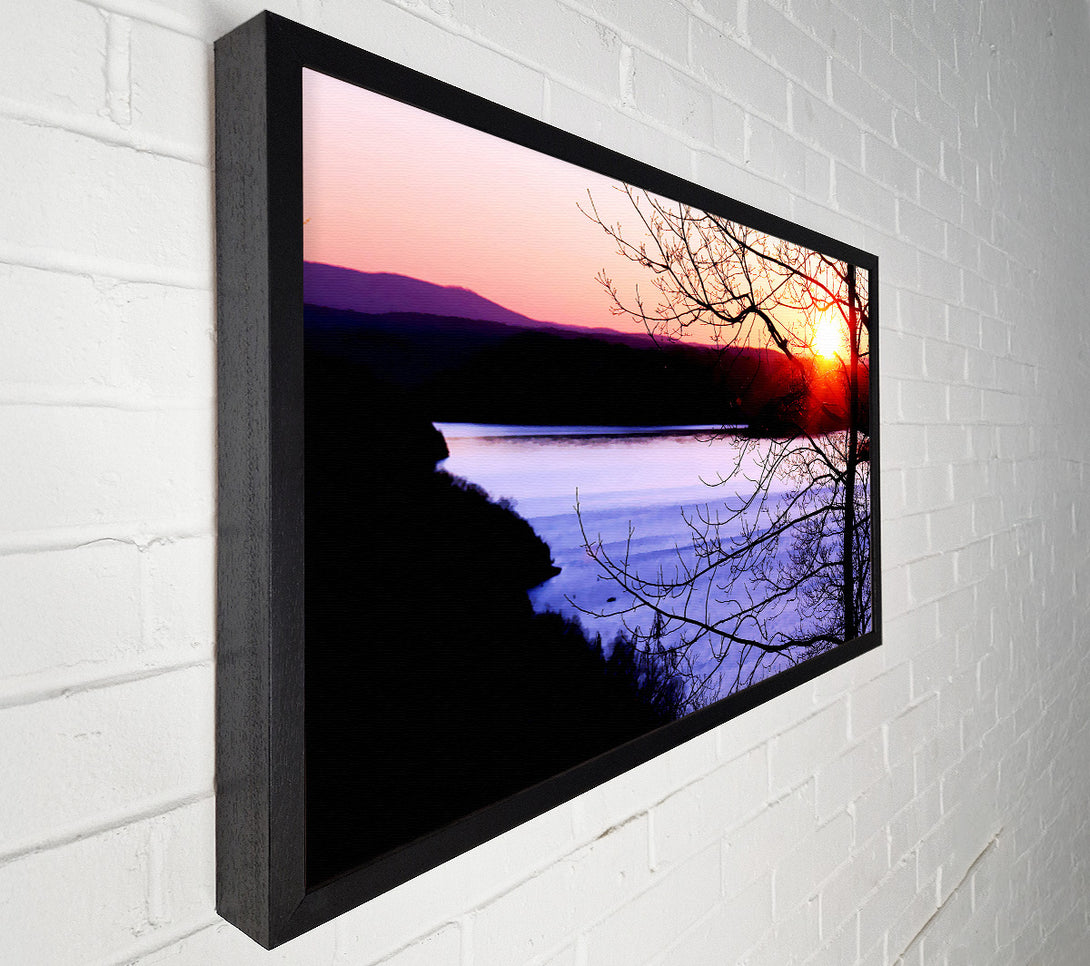  A Canvas Print of Blazing Red Sun Over The Winter Lake Canvas Print