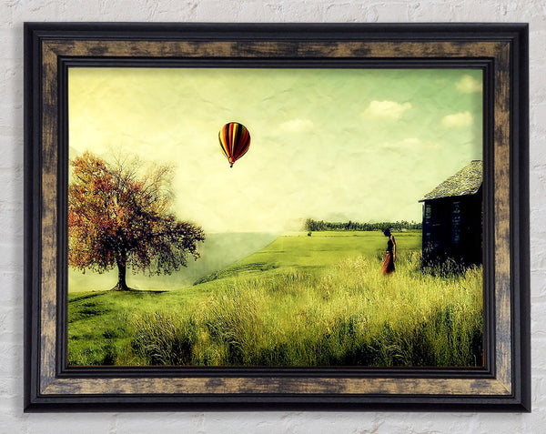 Hot Air Balloon Ride In The Countryside Framed Print