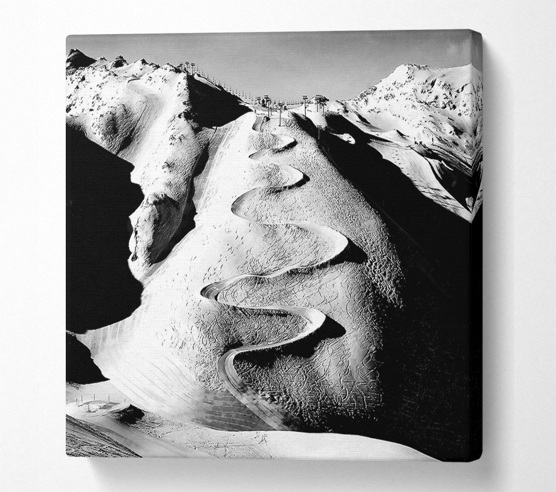  A Canvas Print of Les Deux Alpes B n W Canvas Print