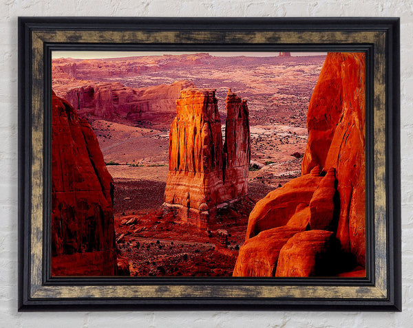 Courthouse Towers At Sunset Arches National Park Utah Framed Print