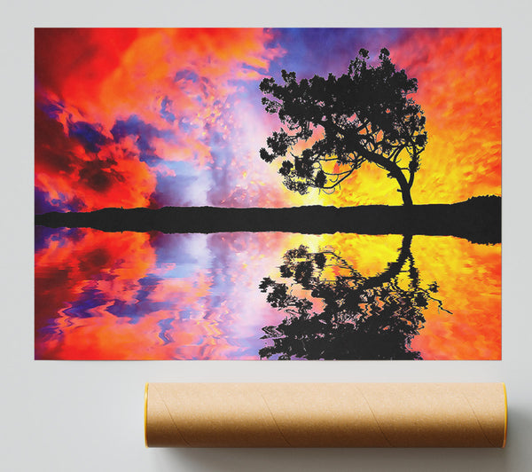 Tree Reflection In Water Print