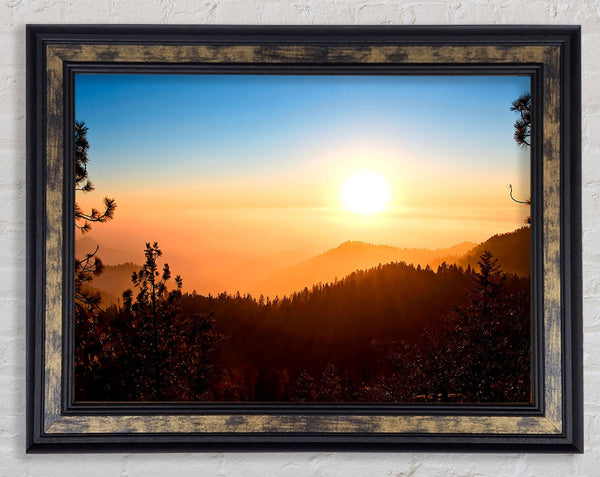 Foggy Sunset Framed Print