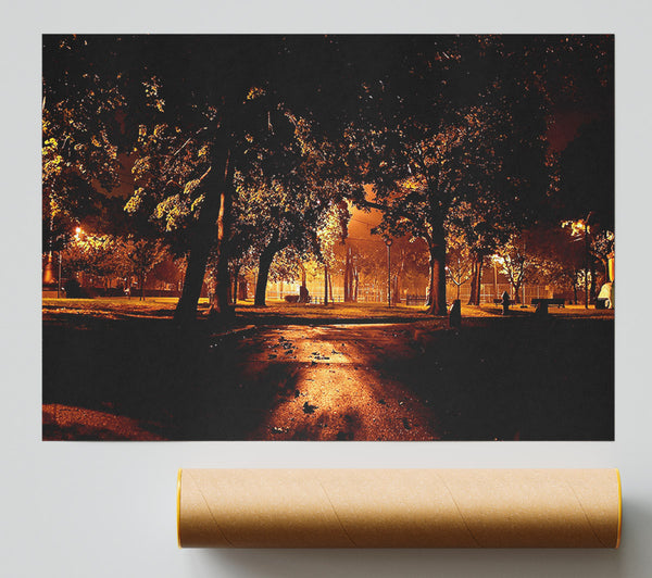 Park At Night City Giclee Print