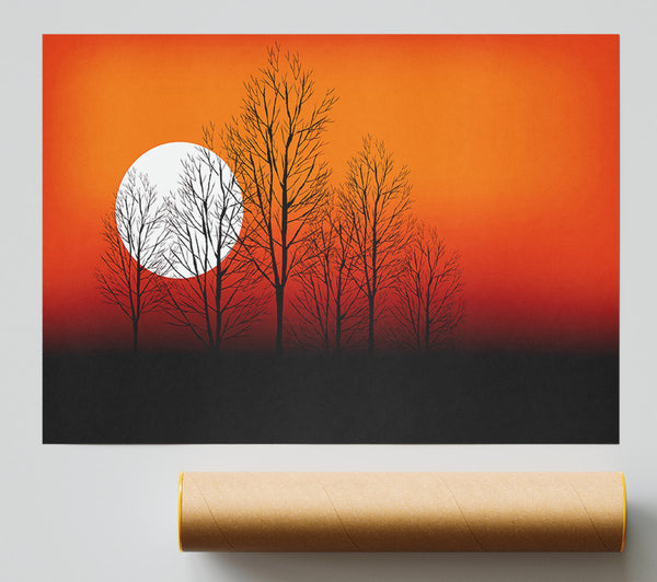 Orange Sunset Trees Print