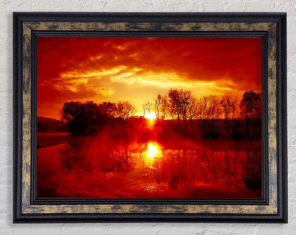 Stunning Lake Sunrise Reflections Framed Print