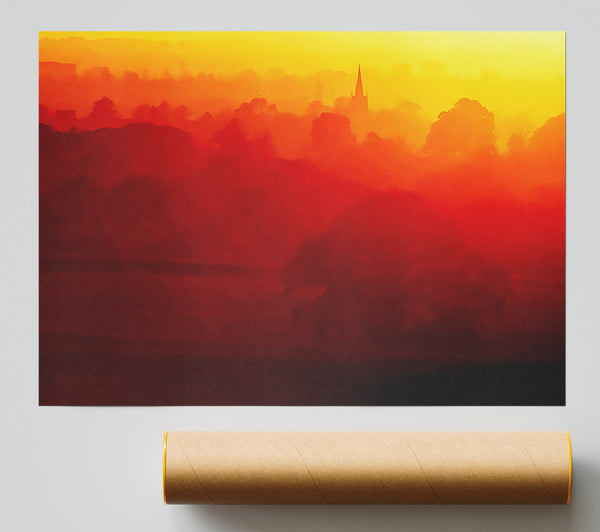 Orange Morning Countryside Print