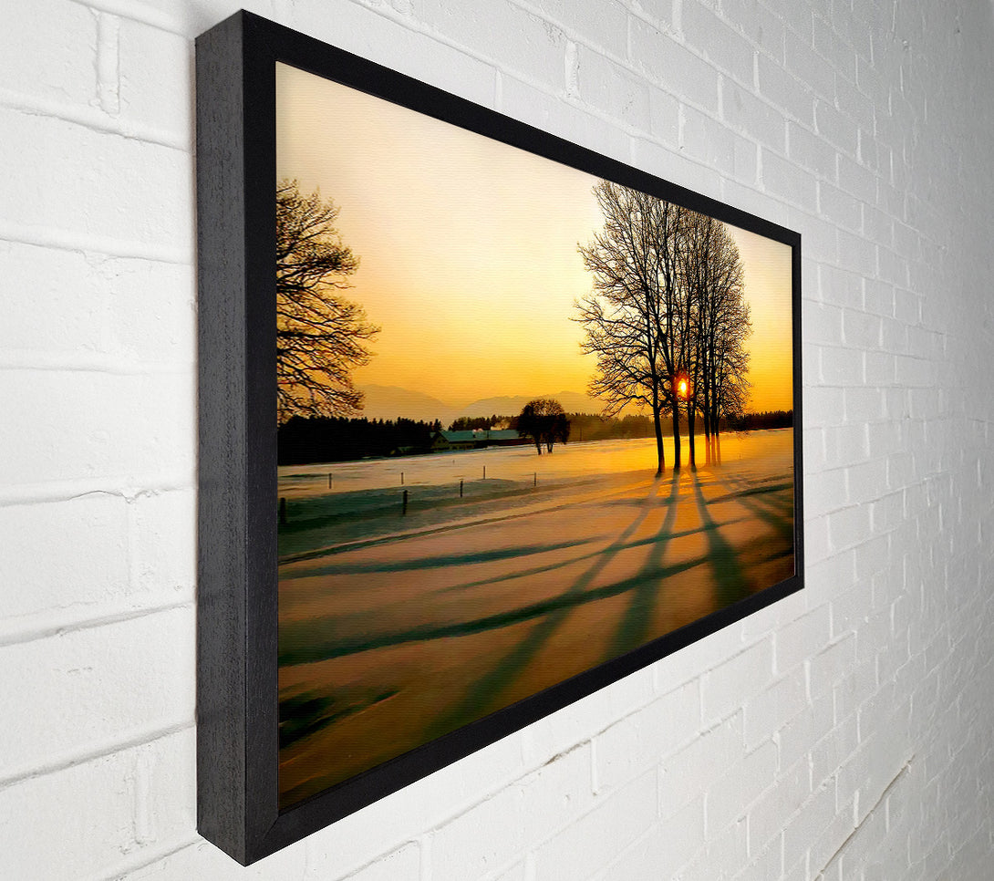  A Canvas Print of Winter Tree Sunrise Golden Canvas Wall Art