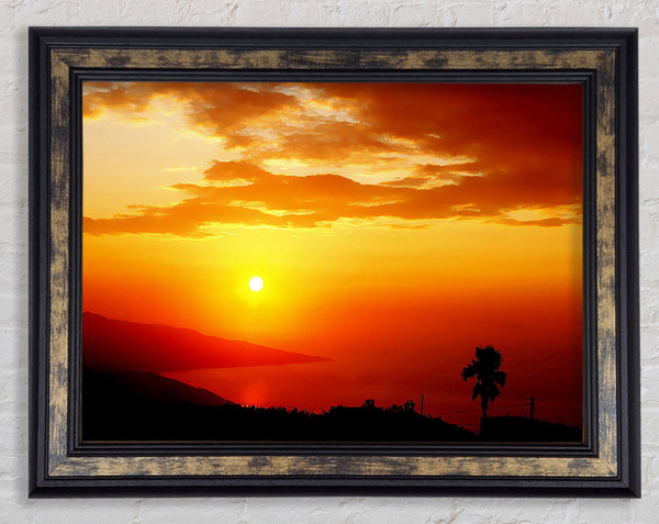 Morning Orange Sun Over The Ocean Framed Print