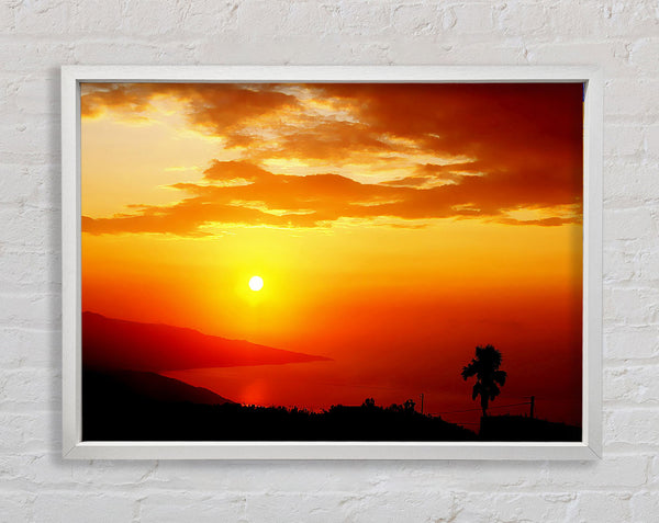 Morning Orange Sun Over The Ocean Framed Print