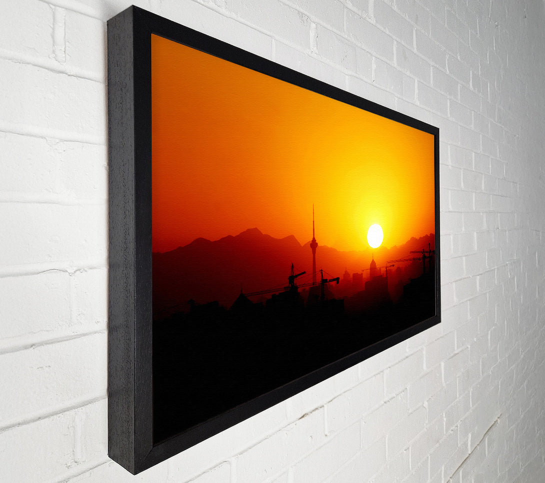  A Canvas Print of Blazing Sun Over The Harbour Canvas Print