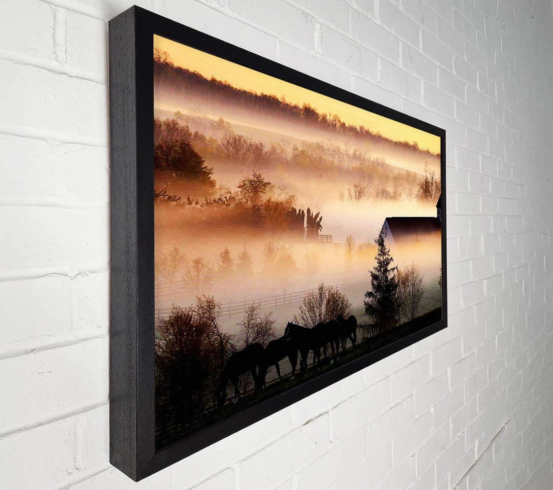  A Canvas Print of Horses In The Morning Mist Canvas Print