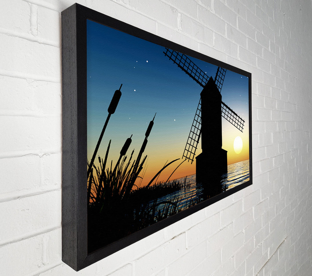  A Canvas Print of Windmill Ocean Nights Canvas Print