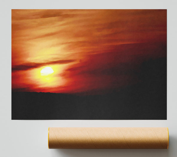Sun Through The Red Clouds Print