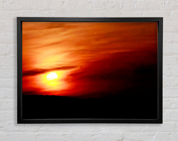 Sun Through The Red Clouds Framed Print