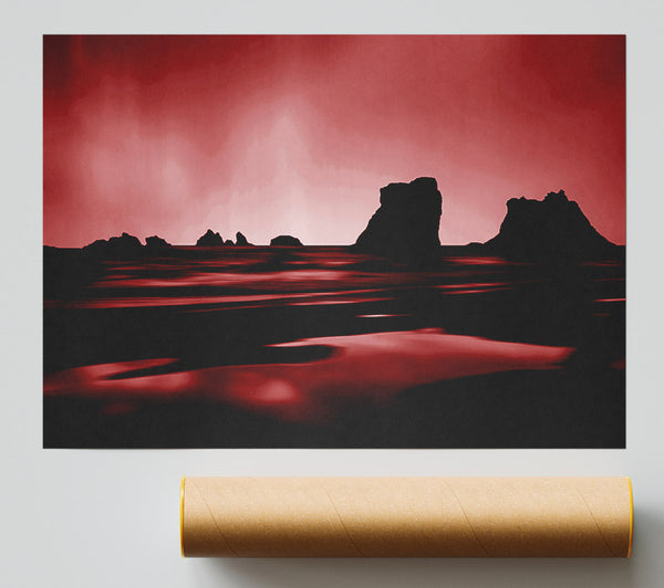 Red Night Sky Poster