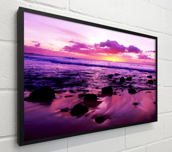 Purple Ocean Sunrise Rocks