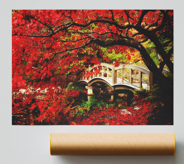 Bridge Over The Red Tree River Print