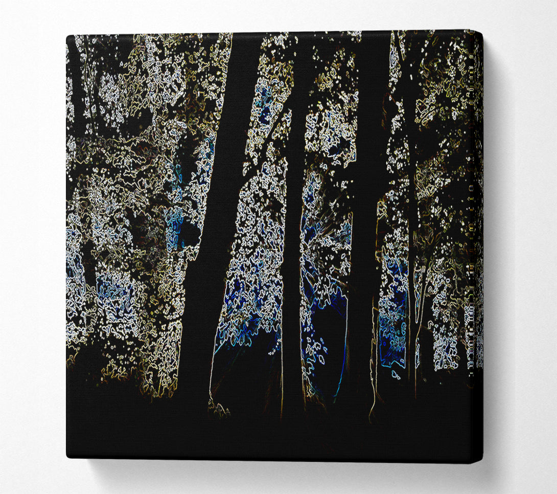  A Canvas Print of Neon Forrest At Night Canvas Art