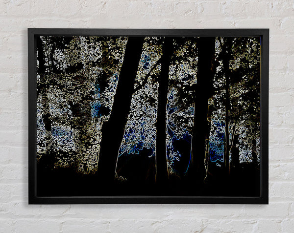 Neon Forrest At Night Framed Print