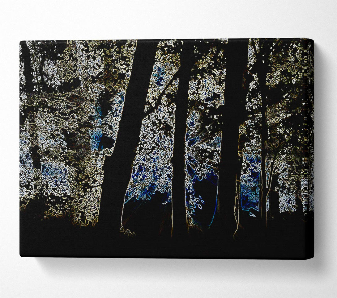  A Canvas Print of Neon Forrest At Night Canvas Art