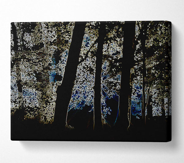  A Canvas Print of Neon Forrest At Night Canvas Art