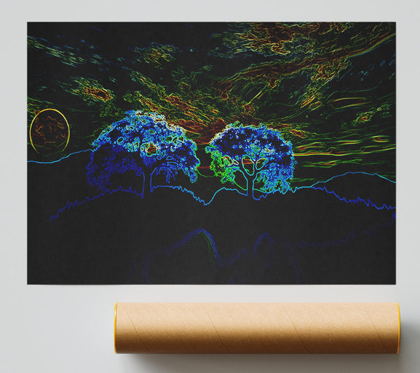 Neon Skyline Print