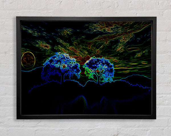 Neon Skyline Framed Print