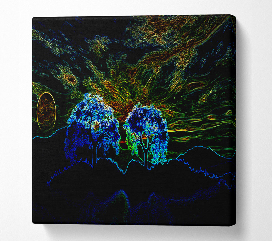  A Canvas Print of Abstract Neon Landscape 02 Canvas Art
