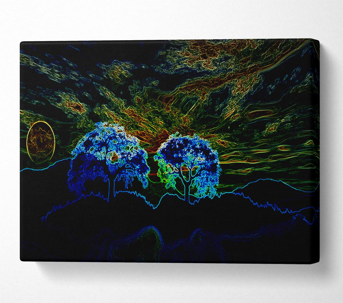  A Canvas Print of Abstract Neon Landscape 02 Canvas Art