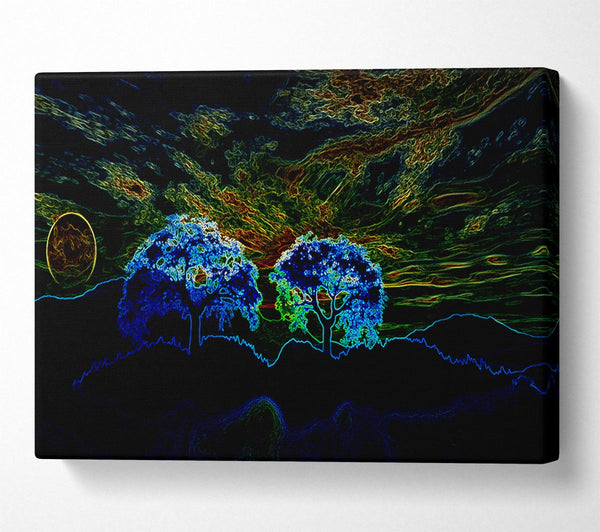  A Canvas Print of Abstract Neon Landscape 02 Canvas Art