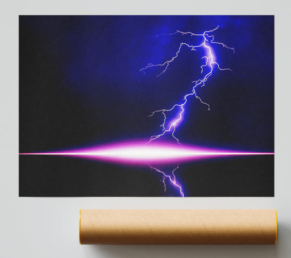 Blue Lightning Storm Pink Awakening Giclee Print