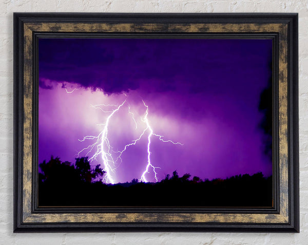 Purple Lightning Hill Tops Framed Print