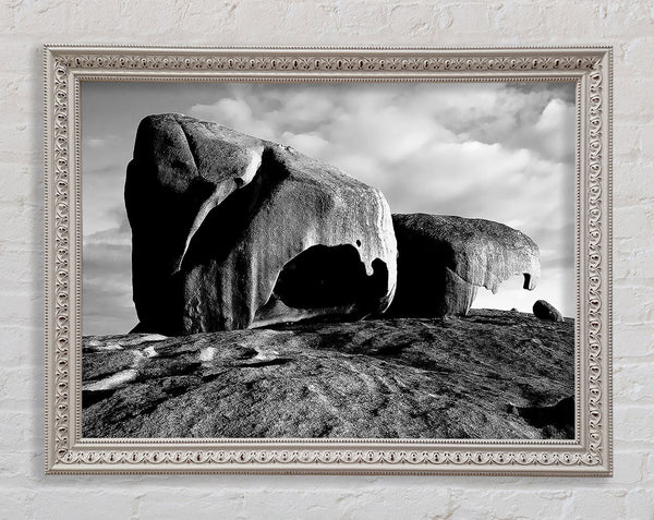 Felsbrocken auf dem Dach der Welt B n W