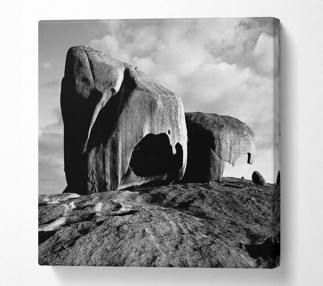  A Canvas Print of Boulders On Top Of The World B n W Canvas Print